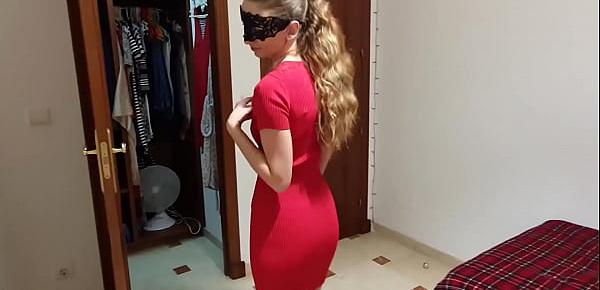  Try On - Flashing My Pussy In Sexy Tight Red Dress